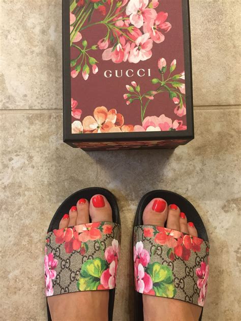 gucci floral slides replica|gucci floral slides outfit.